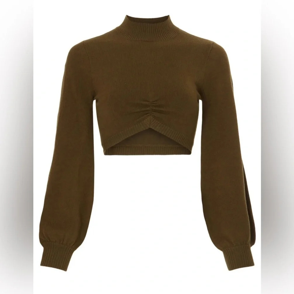 Sachin & Babi Mara Knit Long Sleeve Cropped Shirt. Size Large.